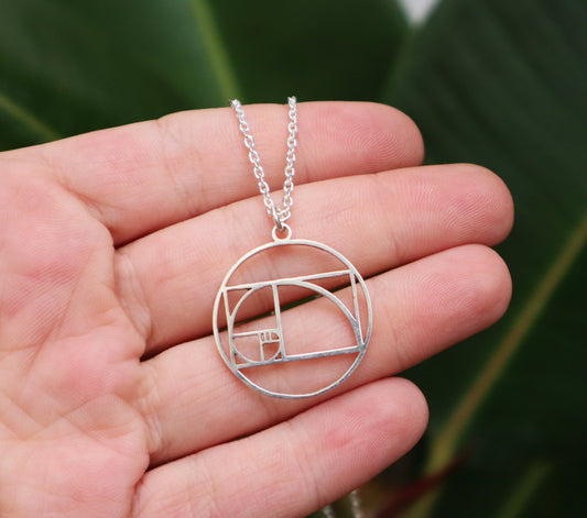 Sterling Silver UnisexGoldent Ration Fibonacci Necklace
