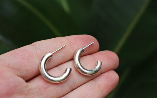 Sterling Silver Solid Simple Plain Hoop Earrings