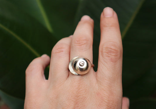 Sterling Silver Abstract Screw Ring for Women