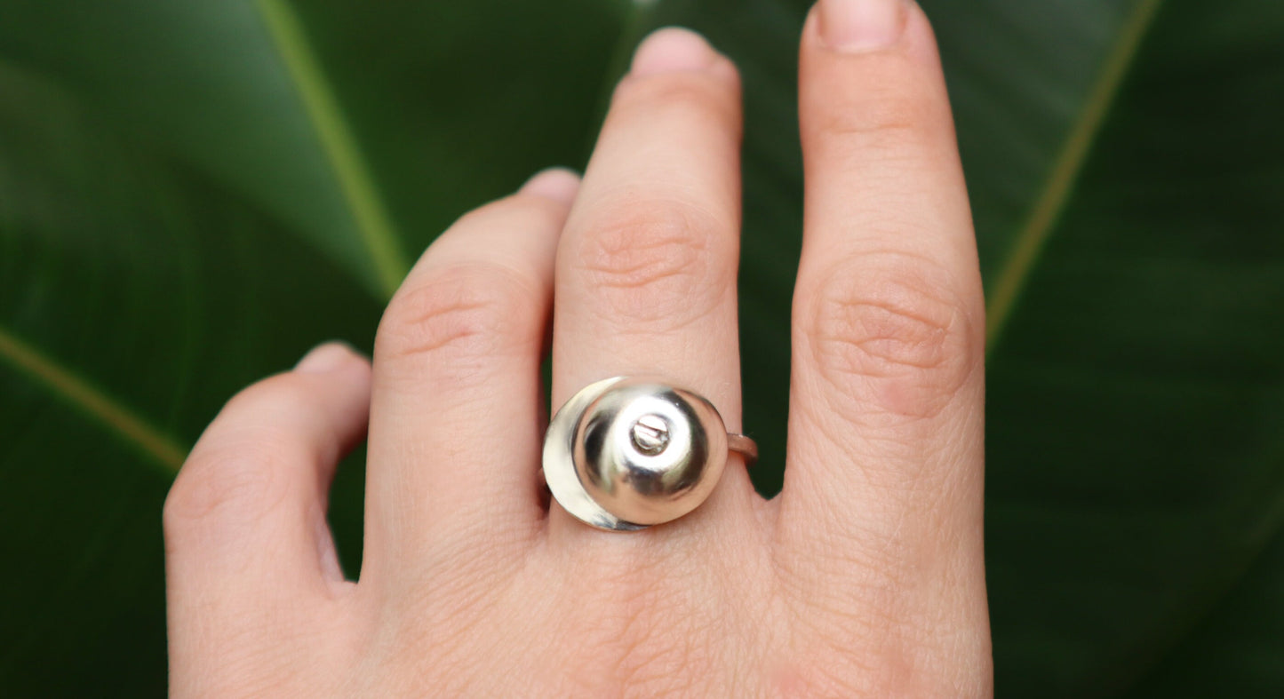 Sterling Silver Abstract Screw Ring for Women