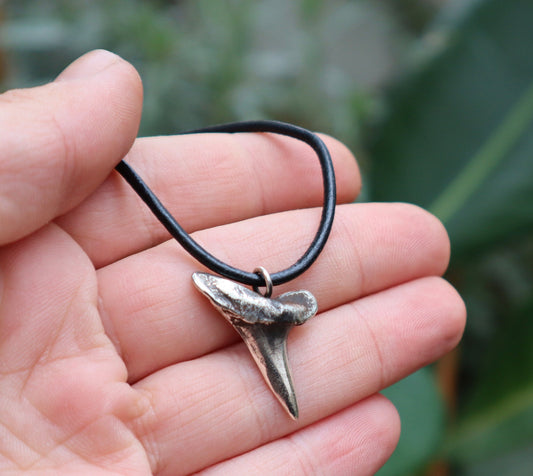 Sterling Silver Shark Tooth Surfer Necklace
