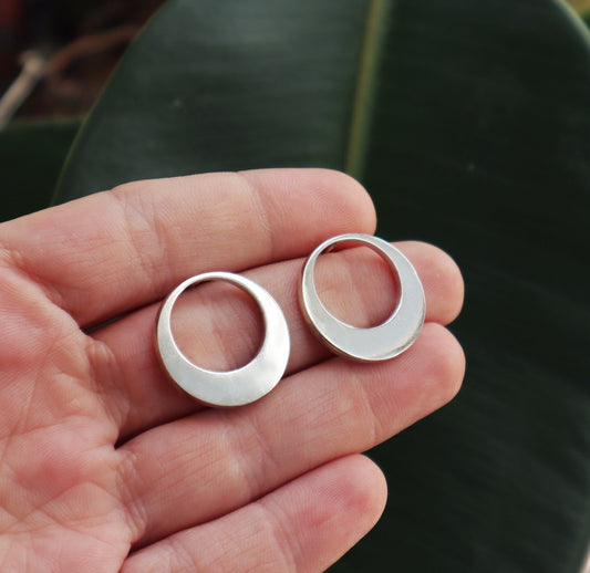 Sterling Silver Eclipse Circle Earrings Studs Woman