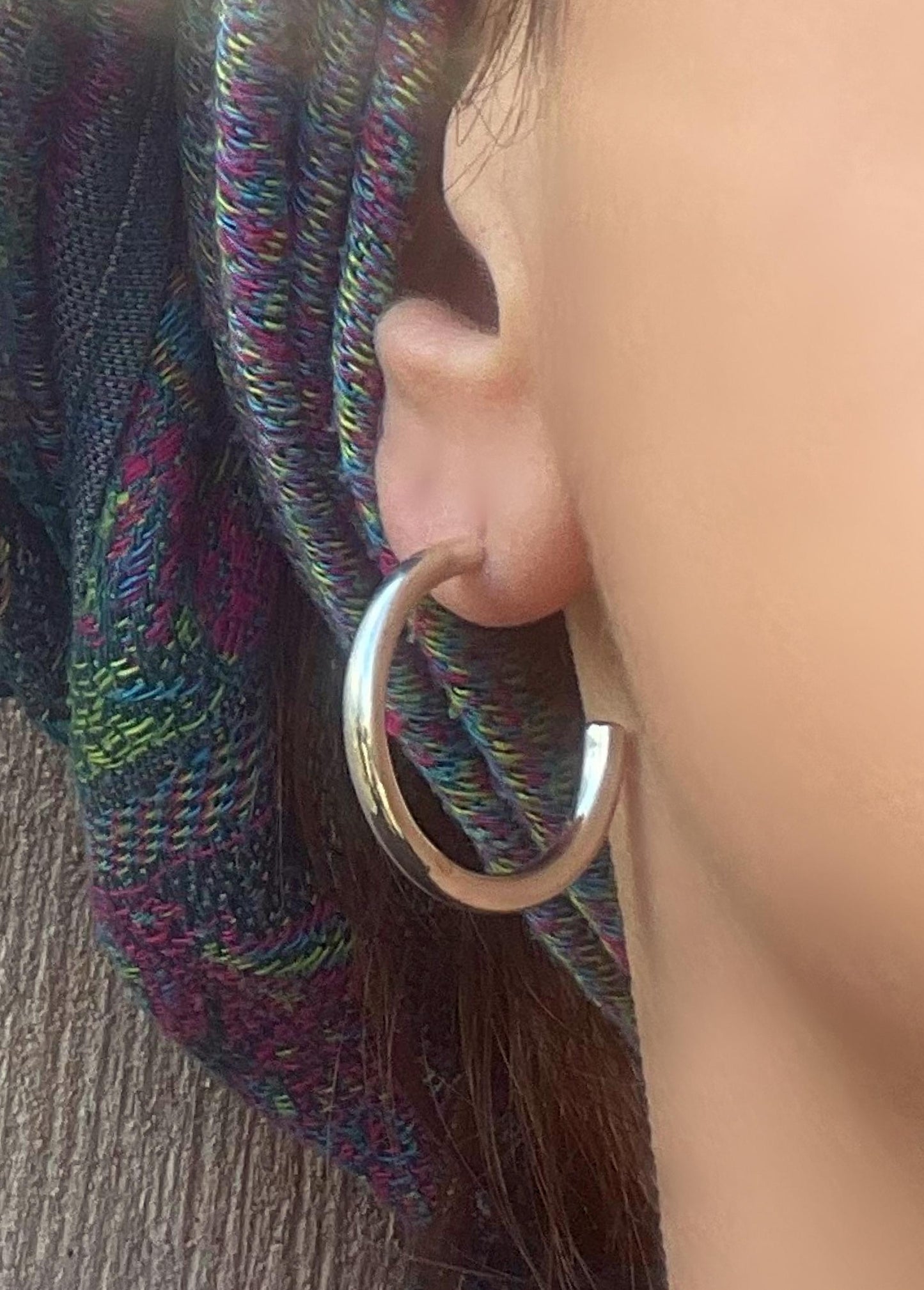 Sterling Silver Solid Simple Plain Hoop Earrings for Women