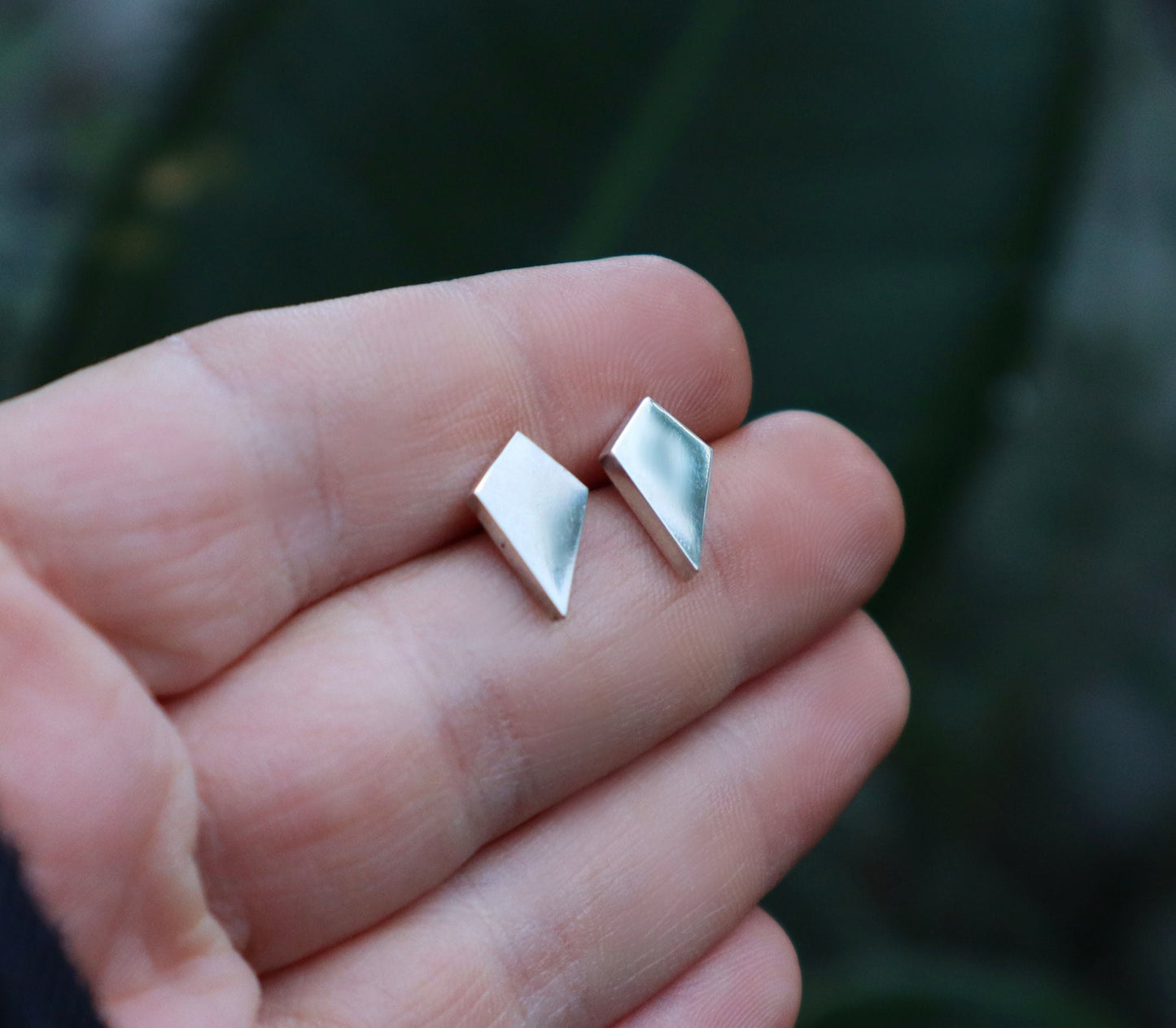 Sterling Silver Rhombus Diamond Shape Stud Earrings