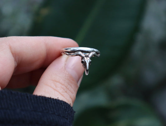 Sterling Silver Longhorn Buffalo Skull Ring