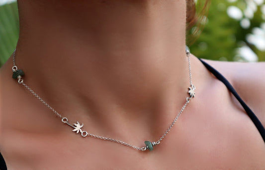 Sterling Silver Amazonite Palm Tree Neclace Woman