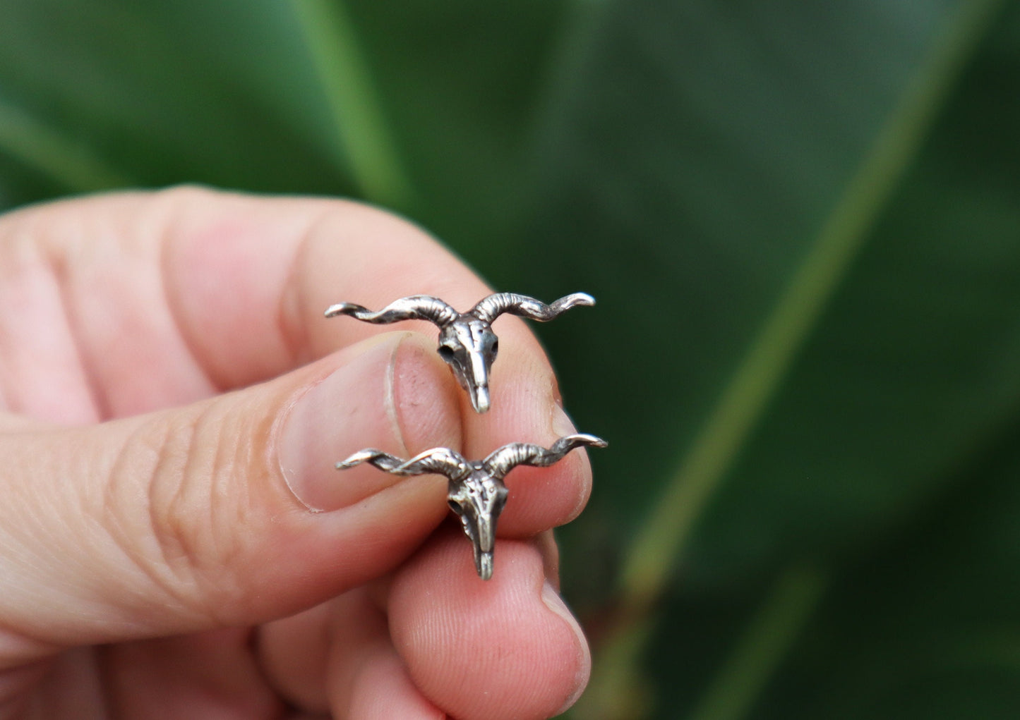Sterling Silver Longhorn Buffalo Skull Earrings