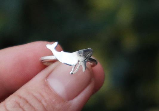 Sterling Silver Humpback Whale Ring Women