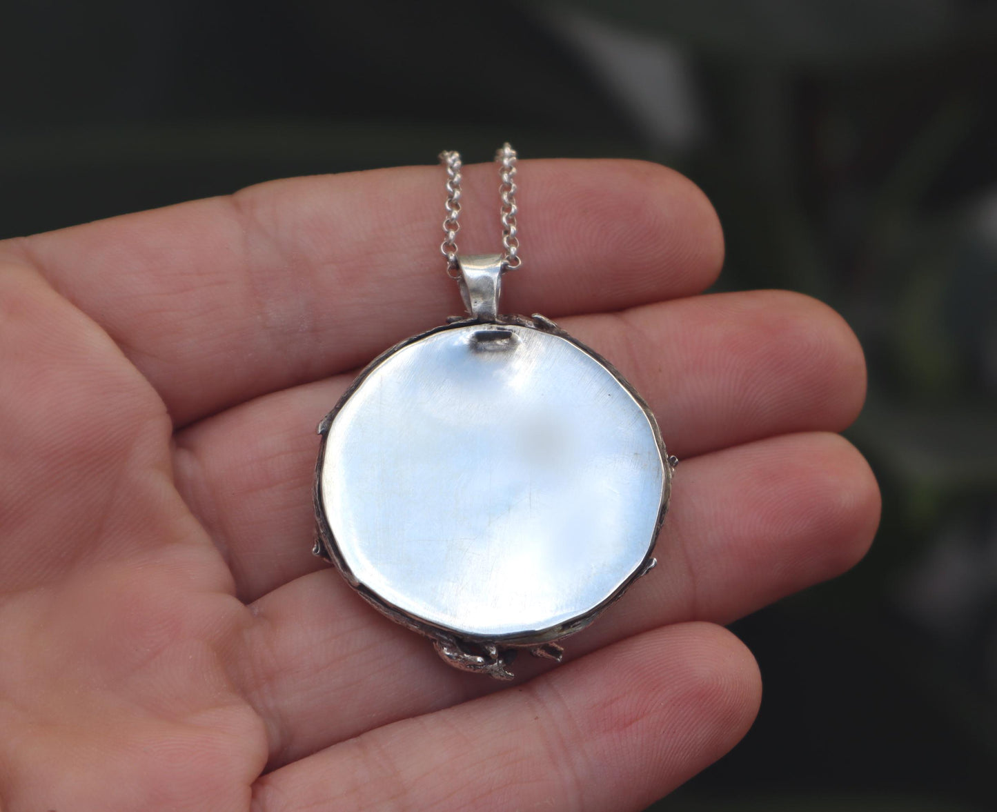 Sterling Silver Full Moon Forest Labradorite Necklace