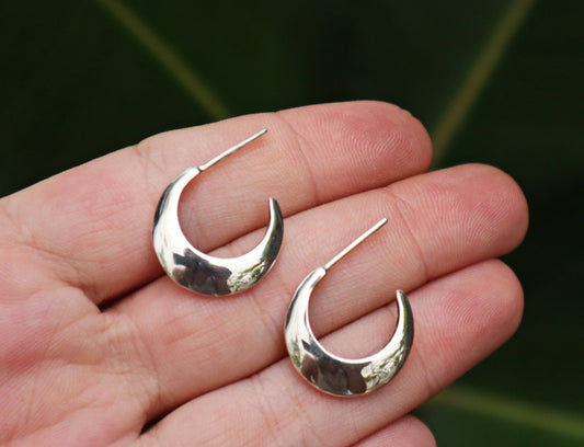 Sterling Silver Simple Plain Hoop Earrings
