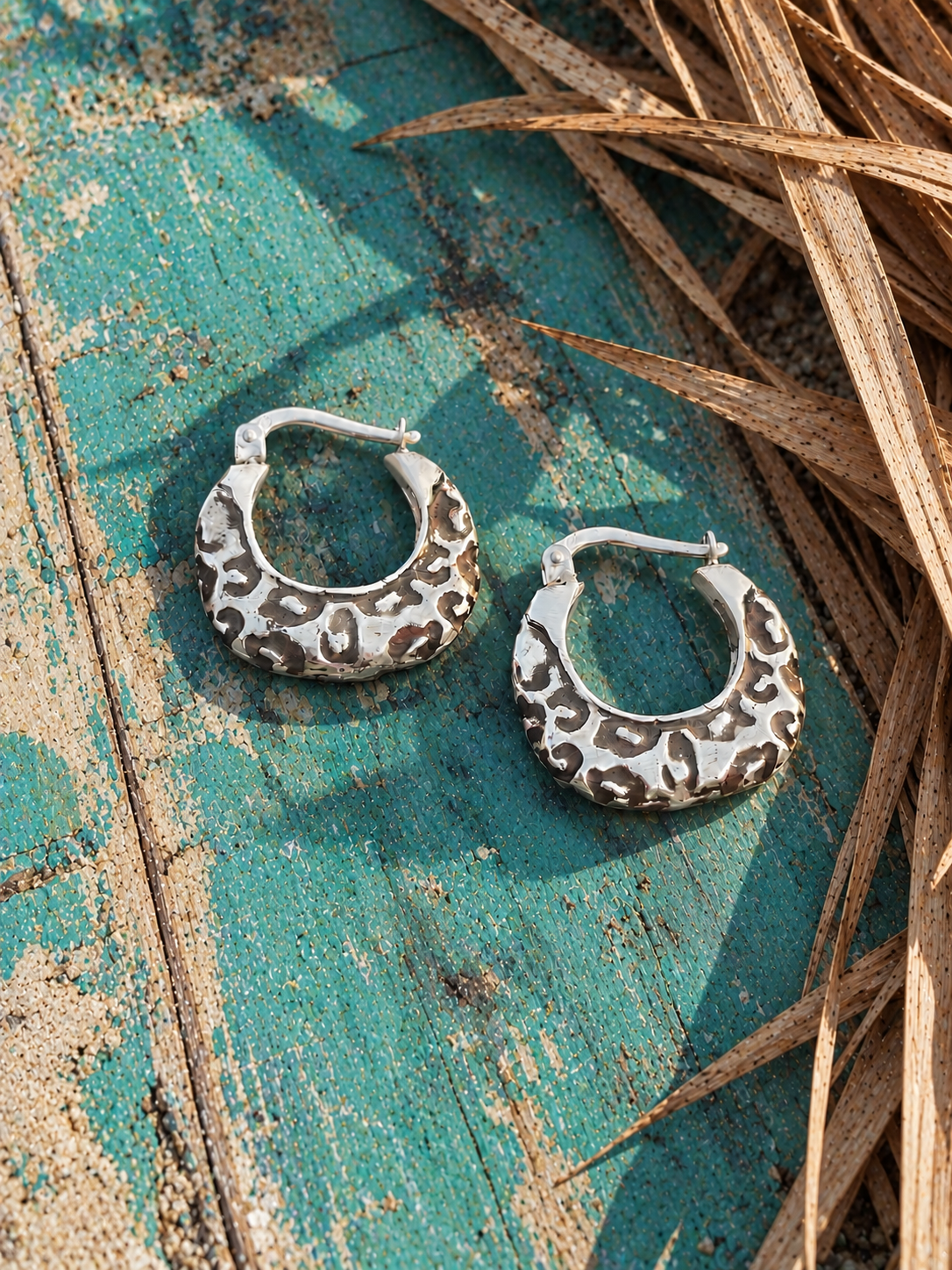 Leopard Hoop Earrings – Sterling Silver