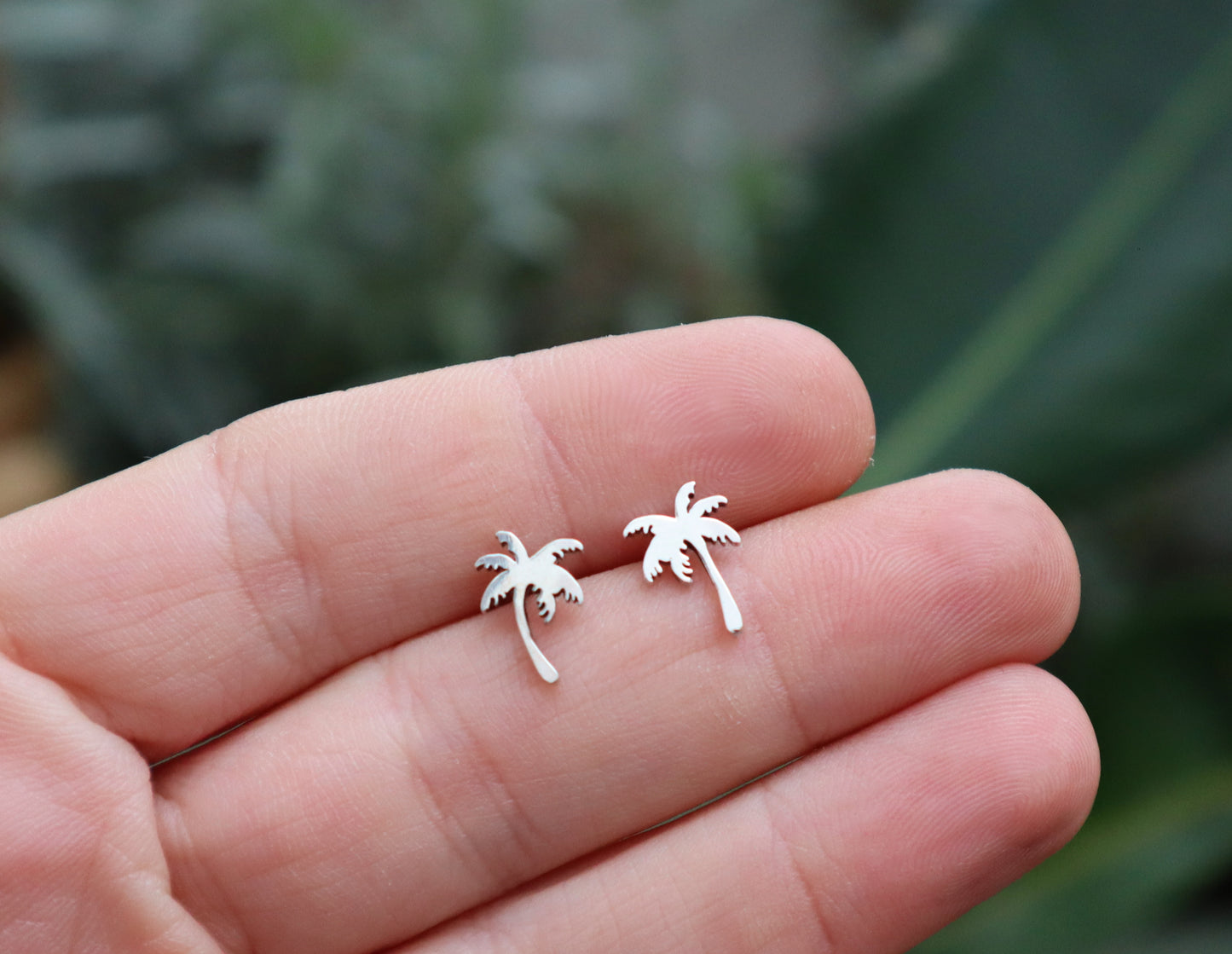 Sterling Silver Palm Tree Stud Earrings