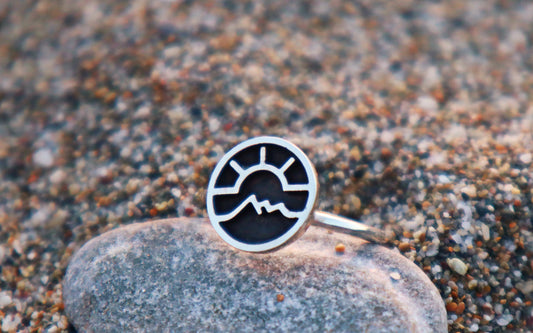 Sterling Silver Mountains Sunset Ring for Women
