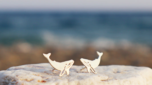 Sterling Silver Humpback Whale Studs Earrings
