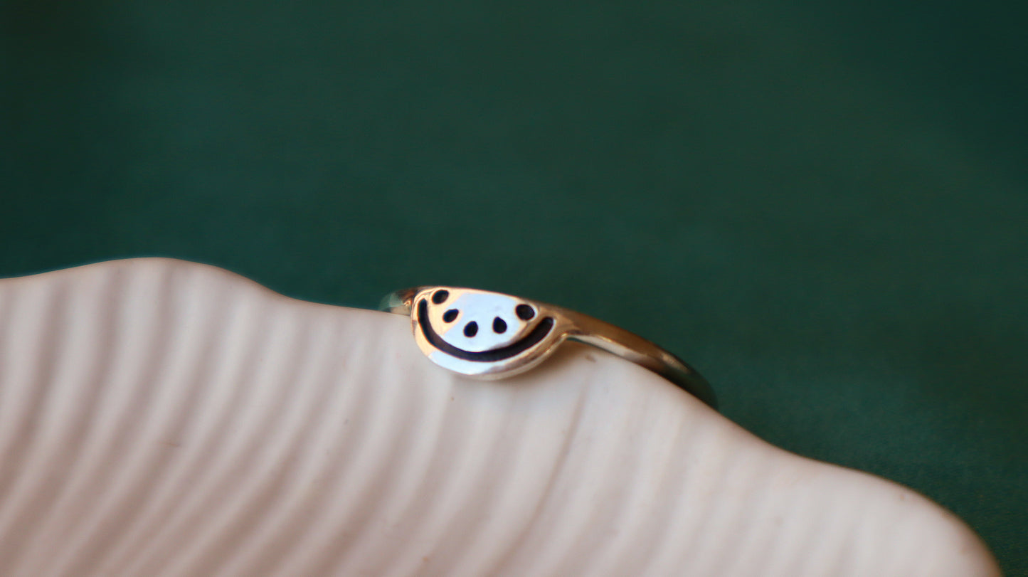 Sterling Silver Watermelon Ring, Minimalist Statement Jewelry