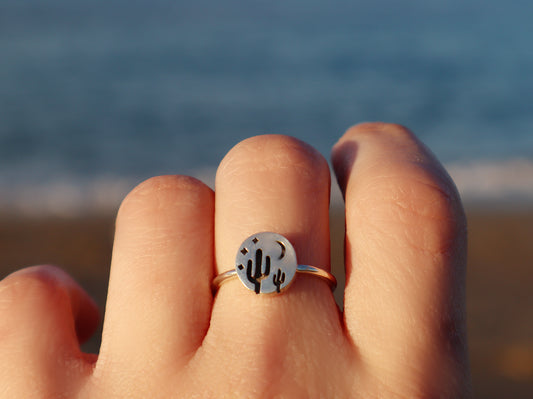 Cactus Moon Ring – Sterling Silver