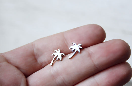 Sterling Silver Palm Tree Stud Earrings