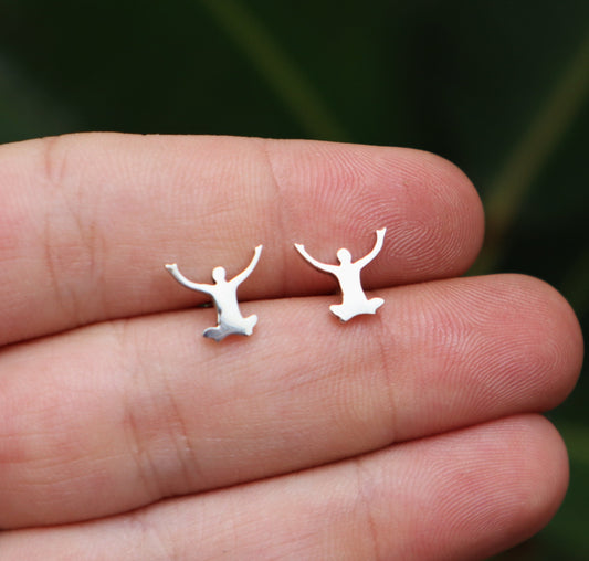 Sterling Silver Lotus Yoga Studs Earrings