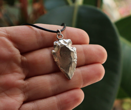 Sterling Silver Unisex Warrior Aztec Arrowhead Necklace