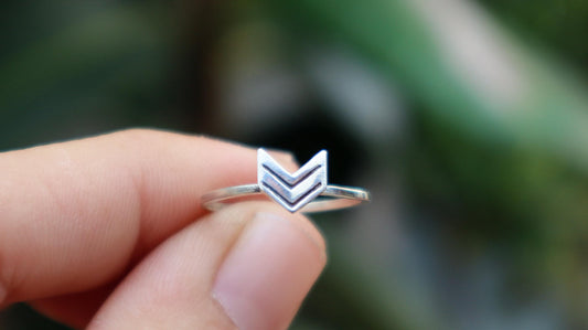 Sterling Silver Chevron Aztec Arrow Ring Women