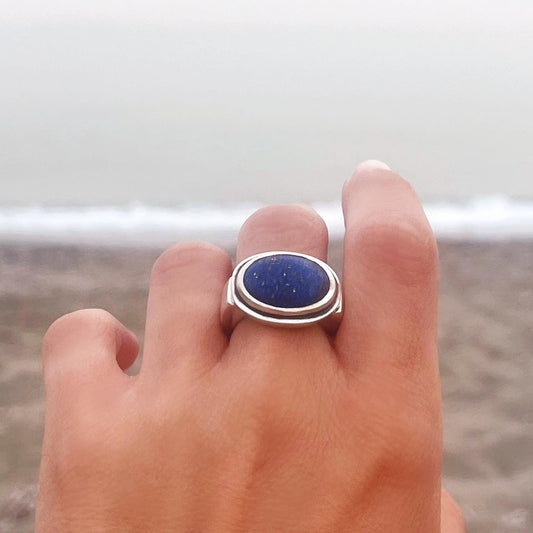 Sterling Silver Natural Lapis Lazuli Ring