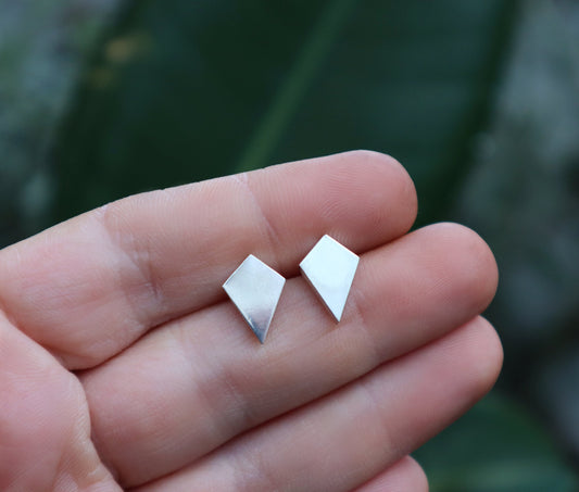 Sterling Silver Rhombus Diamond Shape Stud Earrings