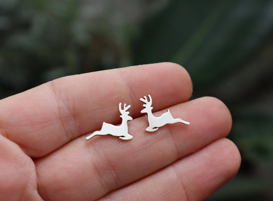 Sterling silver Deer stud earrings