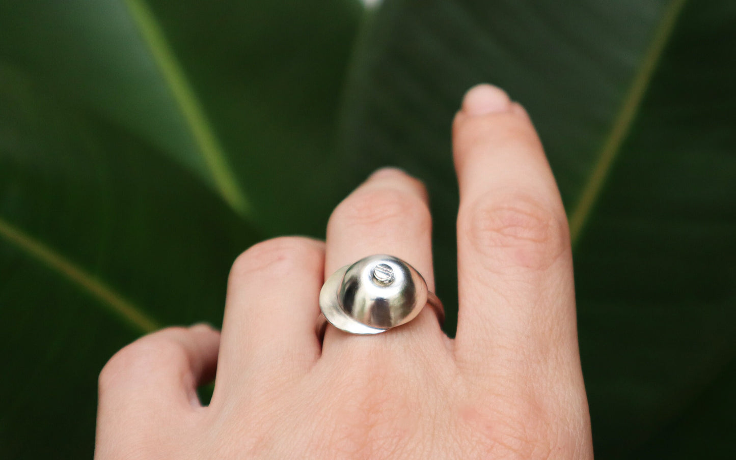 Sterling Silver Abstract Screw Ring for Women