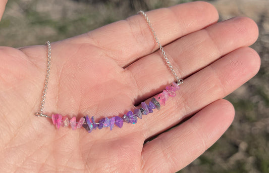 Sterling Silver Purple Pink Fire Opal Neclace Women