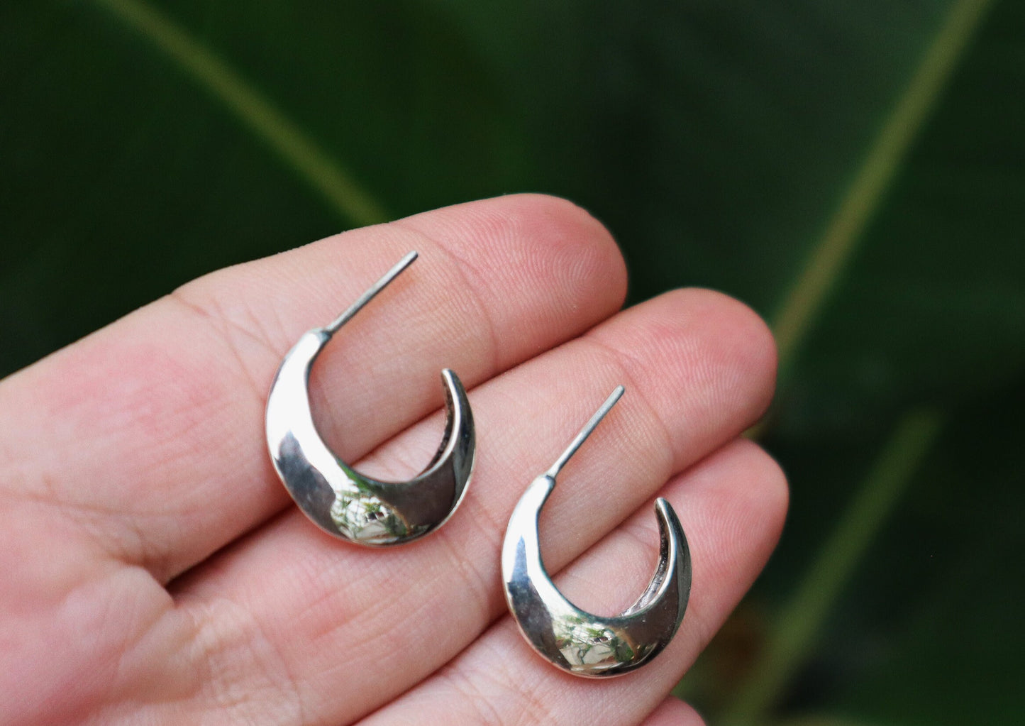 Sterling Silver Simple Plain Hoop Earrings
