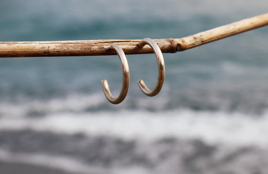 Sterling Silver Solid Simple Plain Hoop Earrings for Women