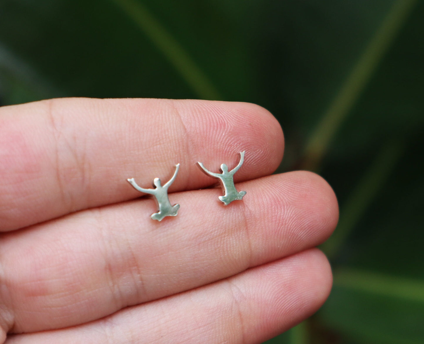Sterling Silver Lotus Yoga Studs Earrings