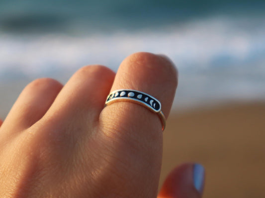 Sterling Silver Moon Phase Lunar Cycle Ring