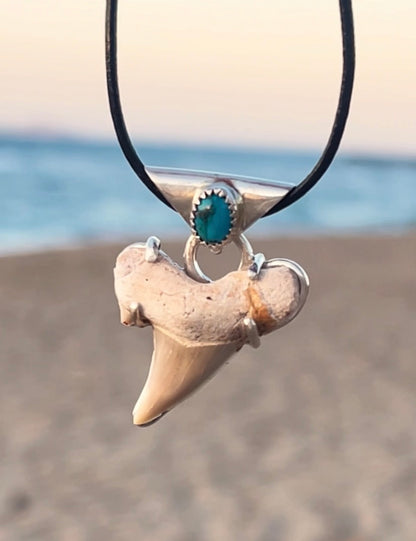 Sterling Silver Shark Tooth Turquoise Necklace