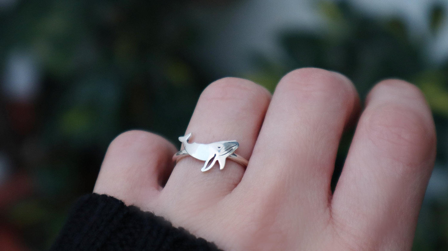 Sterling Silver Humpback Whale Ring Women