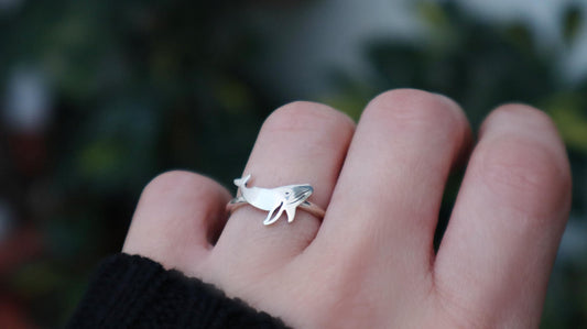 Sterling Silver Humpback Whale Ring Women