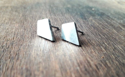 Sterling Silver Rhombus Diamond Shape Stud Earrings