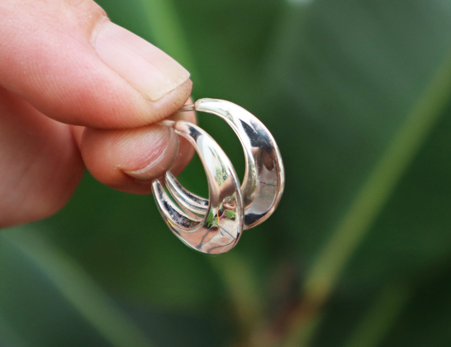 Sterling Silver Simple Plain Hoop Earrings