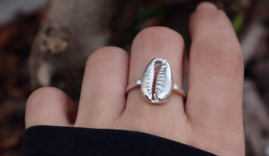 Sterling Silver Cowrie Shell Replica Ring