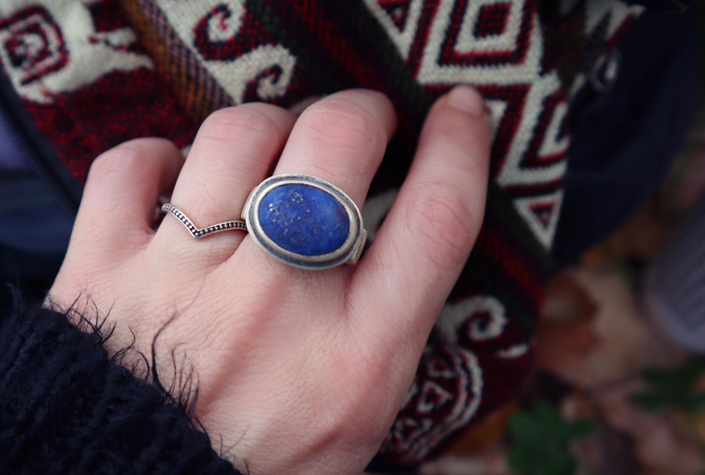 Sterling Silver Natural Lapis Lazuli Ring