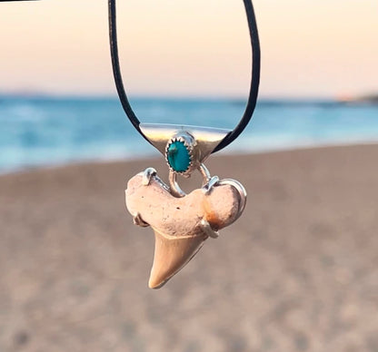 Sterling Silver Shark Tooth Turquoise Necklace