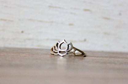 Sterling Silver Lotus Flower Ring for Women