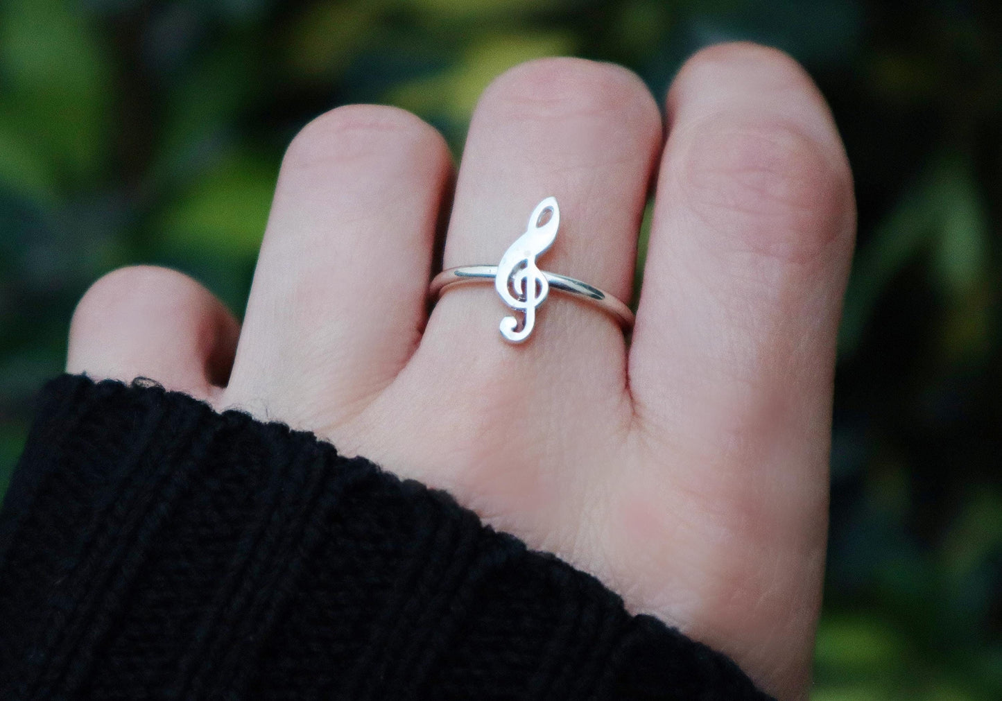 Sterling Silver Key of Sol Ring Women