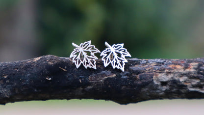 Sterling Silver Leaves Stud Earrings Women