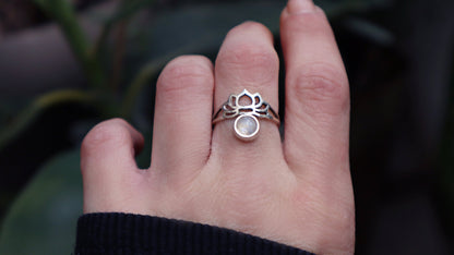 Sterling Silver Lotus Flower Ring for Women