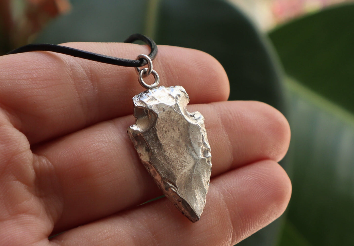 Sterling Silver Unisex Warrior Aztec Arrowhead Necklace