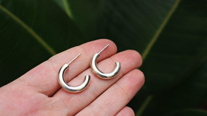 Sterling Silver Solid Simple Plain Hoop Earrings