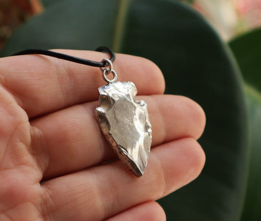 Sterling Silver Unisex Warrior Aztec Arrowhead Necklace