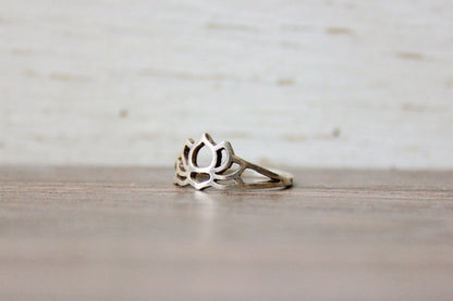 Sterling Silver Lotus Flower Ring for Women