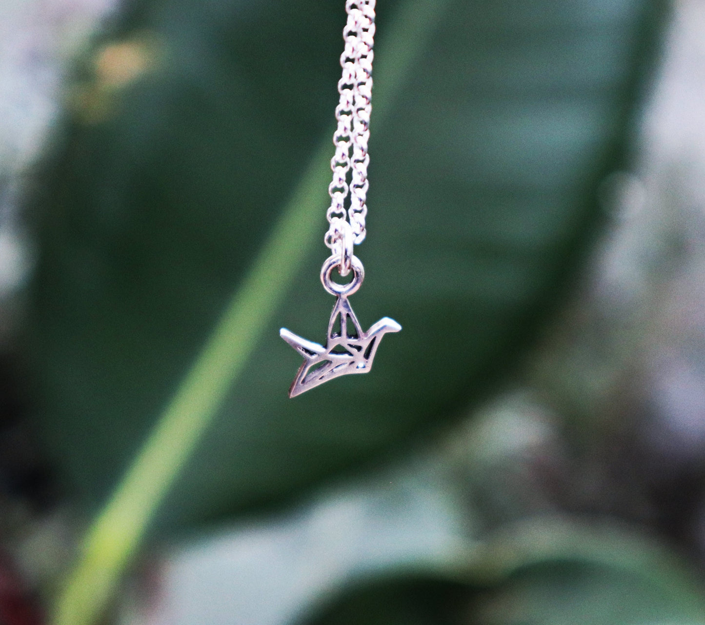 Sterling Silver Origami Paper Crane Necklace Women